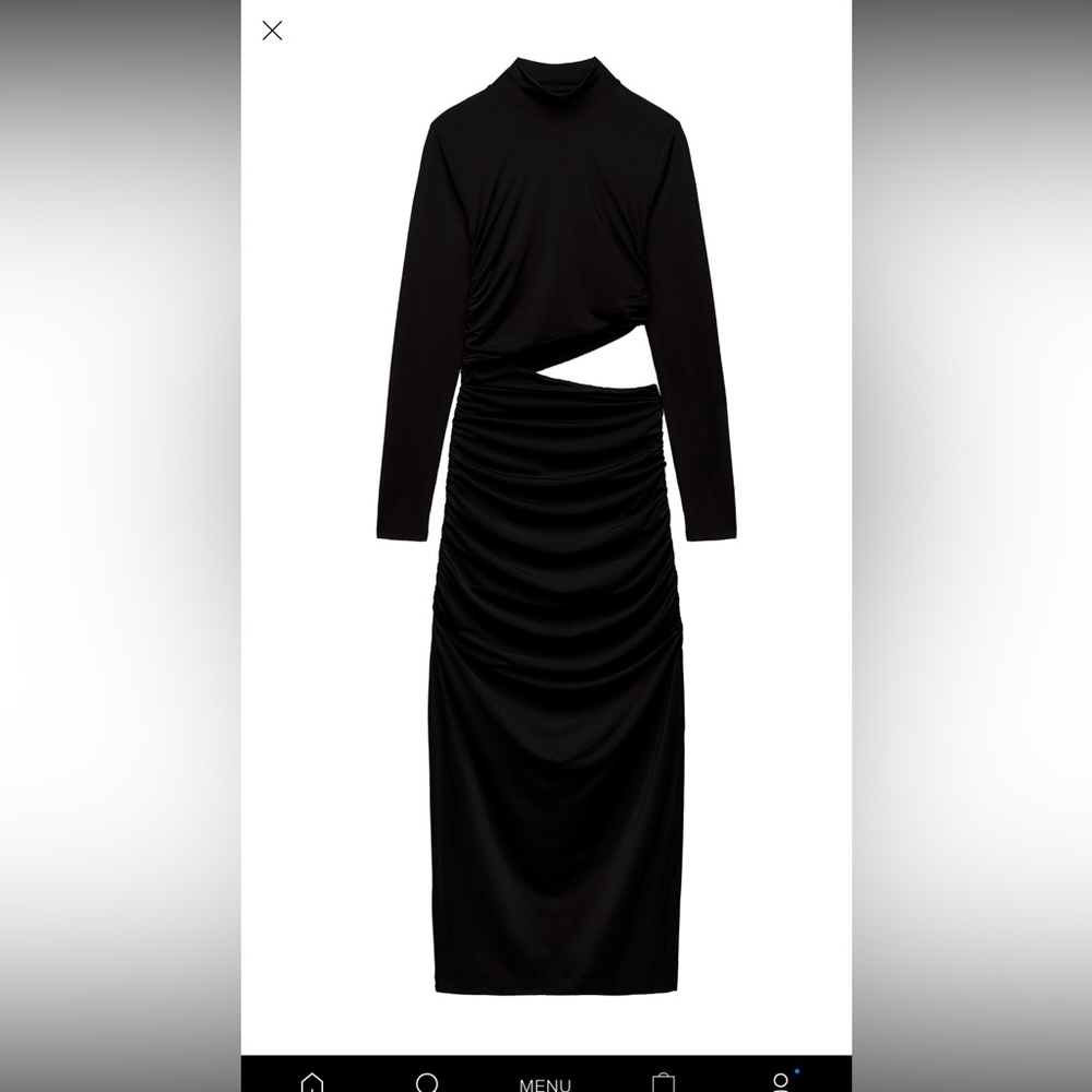 Zara Black Long Sleeve Cut-Out Dress